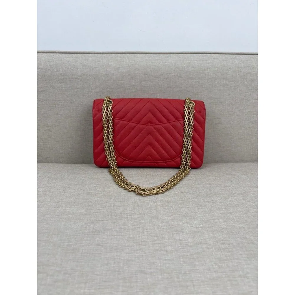CHANEL Red Calfskin 2.55 Reissue Chevron Flap Small GHW